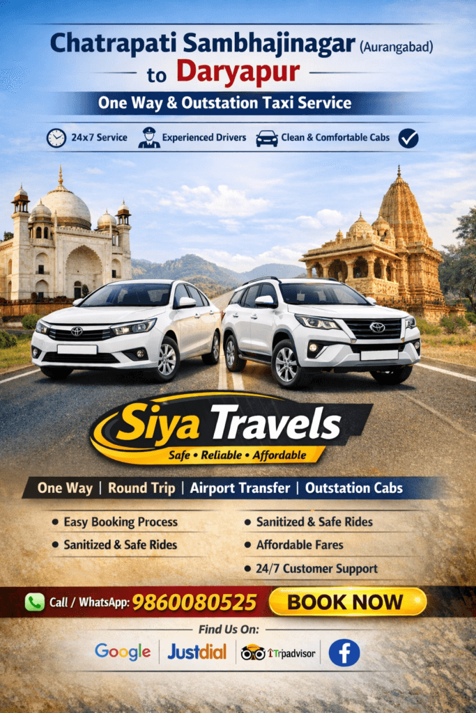 Aurangabad to Daryapur Taxi Service by Siya Travels – One Way & Outstation Cabs