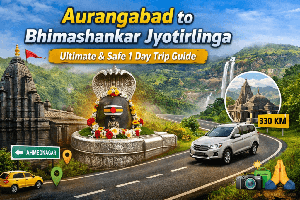 Aurangabad to Bhimashankar Jyotirlinga taxi service route with temple and scenic ghat road