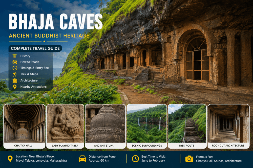 Bhaja Caves near Lonavala in Maharashtra showcasing ancient Buddhist rock-cut architecture