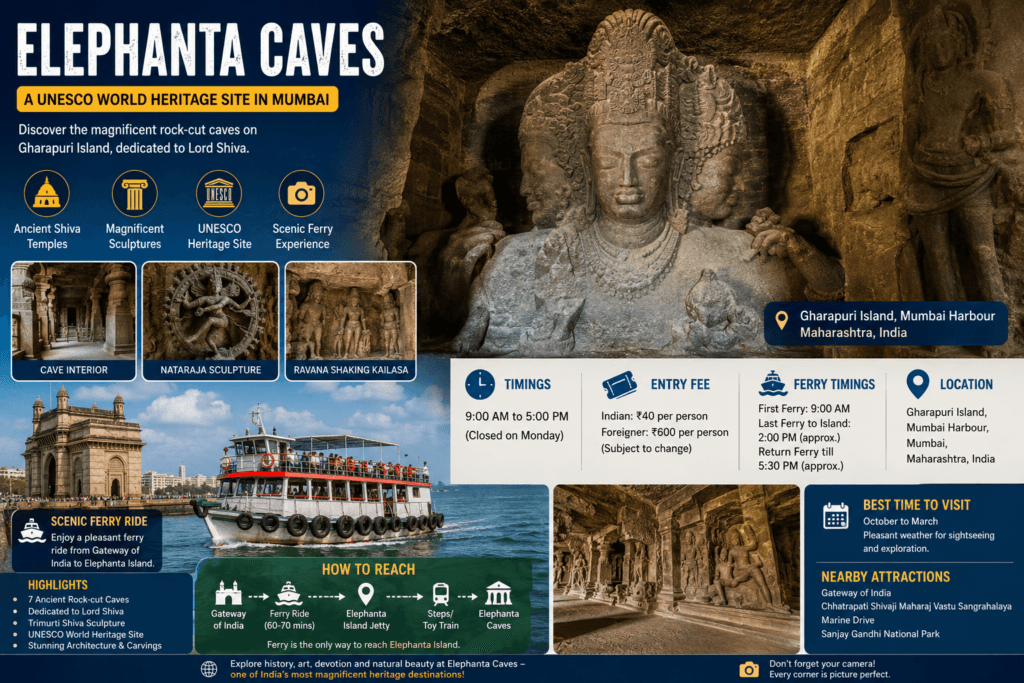 Elephanta Caves Mumbai UNESCO World Heritage Site on Gharapuri Island Maharashtra India
