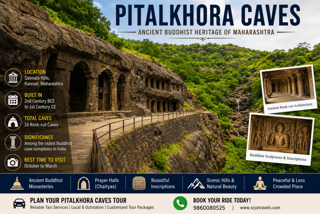 Pitalkhora Caves ancient Buddhist rock-cut cave complex in Maharashtra India