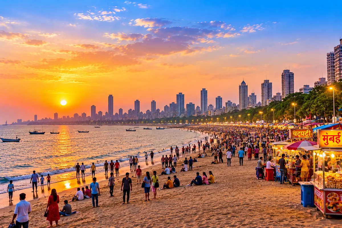 Girgaon Chowpatty beach in Mumbai, Maharashtra