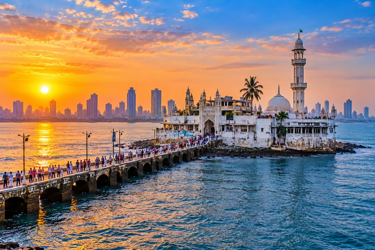 Haji Ali Dargah in the Arabian Sea off Worli, Mumbai, Maharashtra