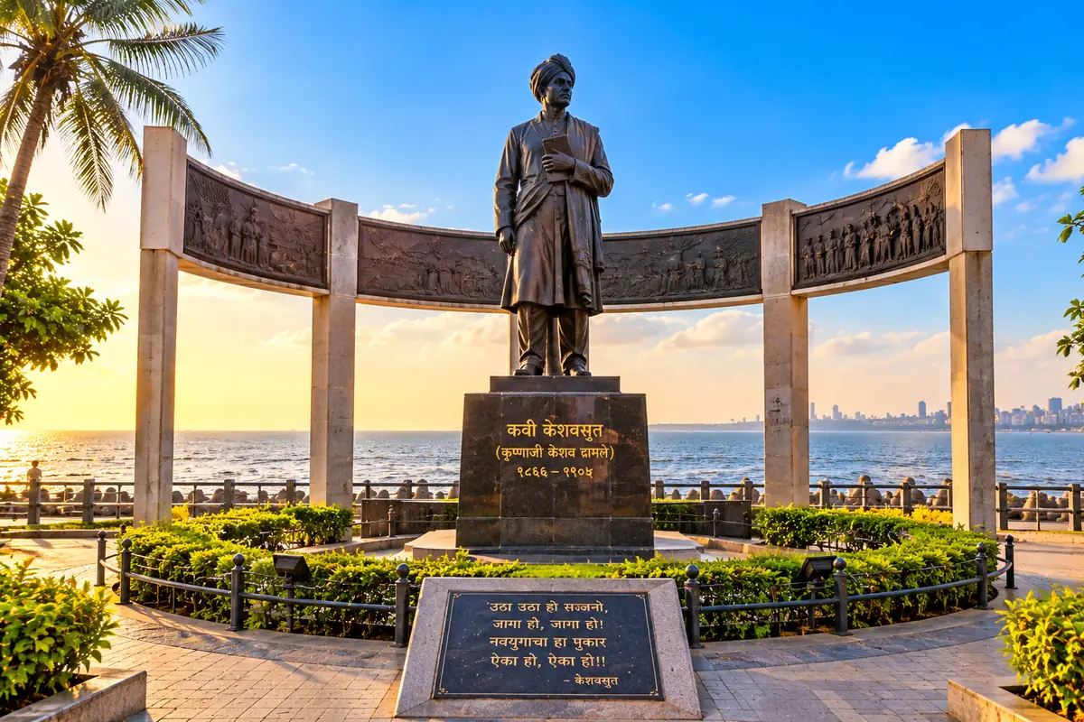 Keshavsut Smarak memorial at Malgund, Ratnagiri, Maharashtra